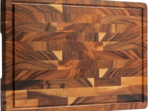 Solid Walnut End Grain Board Deep Juice Groove Non-Slip
