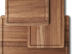 Acacia Wood Board Set Pre-Oiled with Juice Groove (3-Piece)