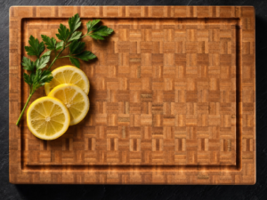 Reversible End Grain Bamboo Board with Embedded Handles